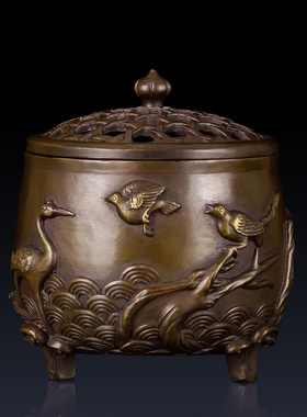 纯铜仙鹤香炉摆件工艺品