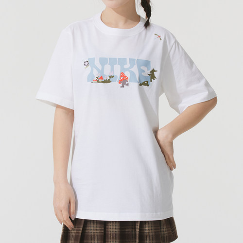 NIKE耐克女装短袖白T恤26夏季透气圆领户外上衣运动服IF0607-100 - 图0