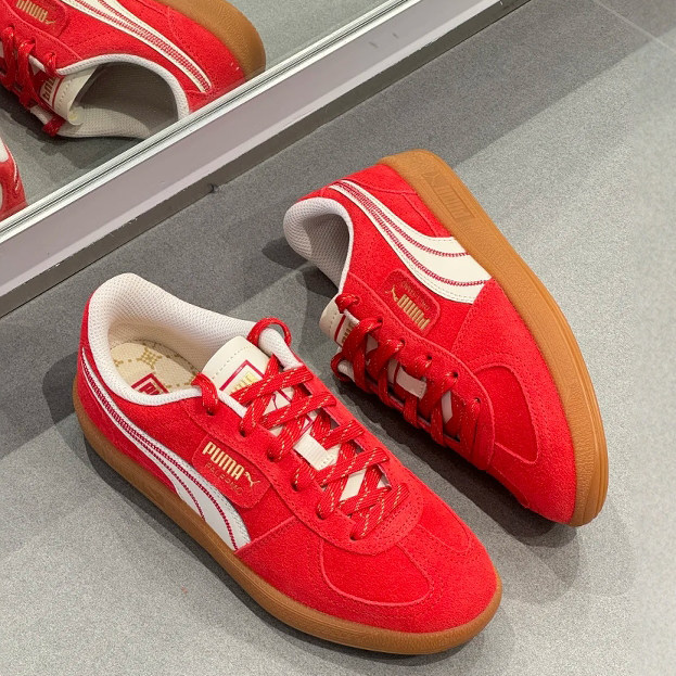 PUMA彪马红色休闲鞋24新款男女磨毛复古德训鞋T头鞋板鞋401856-01,淘宝优惠券,粉丝福利购,淘宝优惠卷