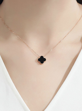 POEM纯银S999锁骨链女四叶草吊坠