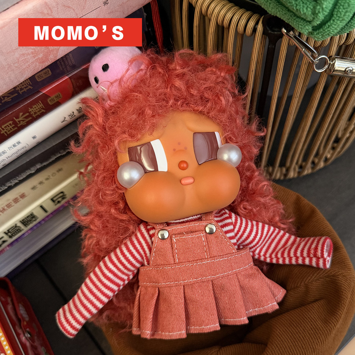 MOMOS 美人鱼哭娃套装crybaby红白条纹衣服头发泡泡玛特潮玩娃衣,淘宝优惠券,粉丝福利购,淘宝优惠卷