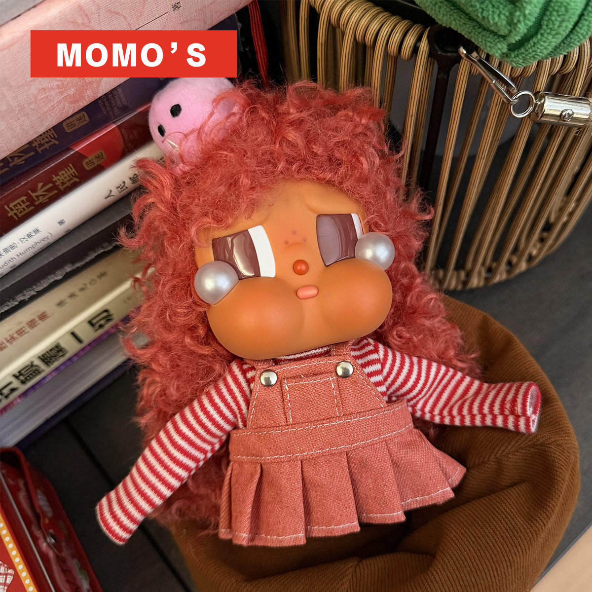 MOMOS 美人鱼哭娃套装crybaby红白条纹衣服头发泡泡玛特潮玩娃衣,淘宝优惠券,粉丝福利购,淘宝优惠卷