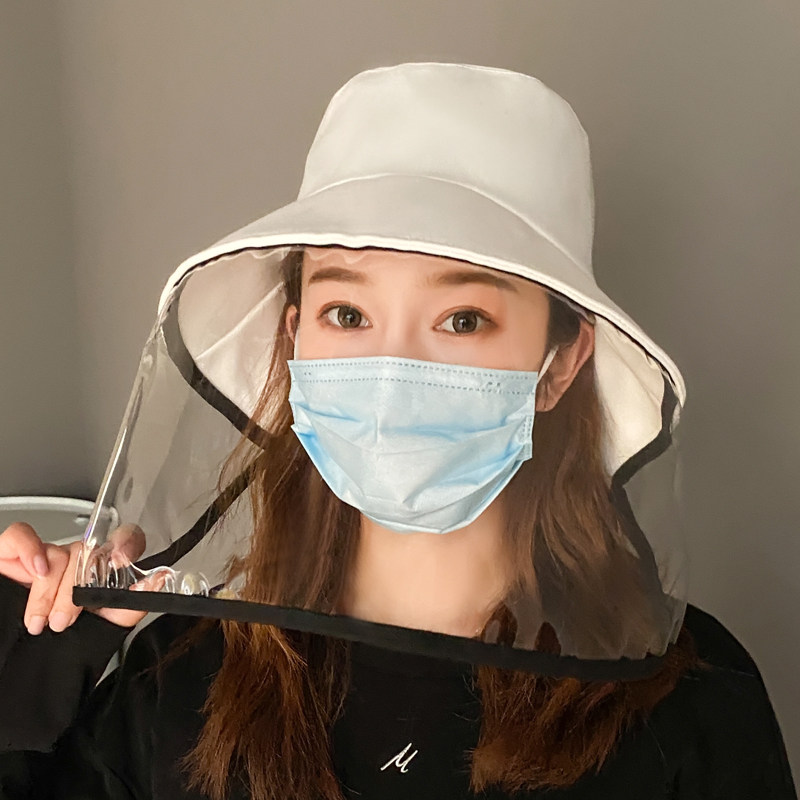 韩国防护渔夫帽女夏百搭唾沫护目防尘防护遮脸面罩隔离遮阳帽子男