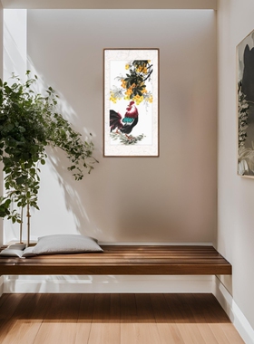 十二生肖鸡画 枇杷字画 纯手绘枇杷国画 金玉满堂挂画 水墨宣纸画