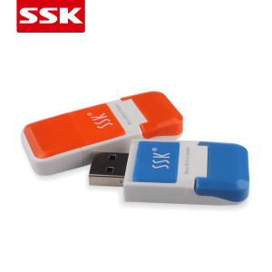 SSK飚王创意迷你可爱tf读卡器USB2.0高速车载读卡器micro sd SDHC TF卡小卡手机内存卡单口专用读卡器022