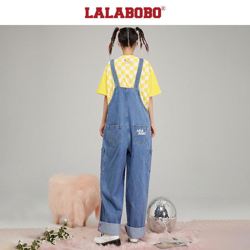 LALABOBO春秋新品可爱时尚原力鬼马阔腿牛仔背带长裤|L21C-WLZT11,淘宝优惠券,粉丝福利购,淘宝优惠卷