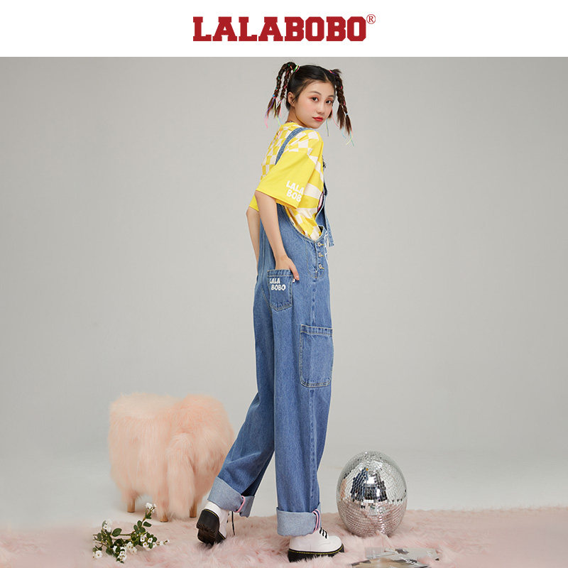 LALABOBO春秋新品可爱时尚原力鬼马阔腿牛仔背带长裤|L21C-WLZT11,淘宝优惠券,粉丝福利购,淘宝优惠卷
