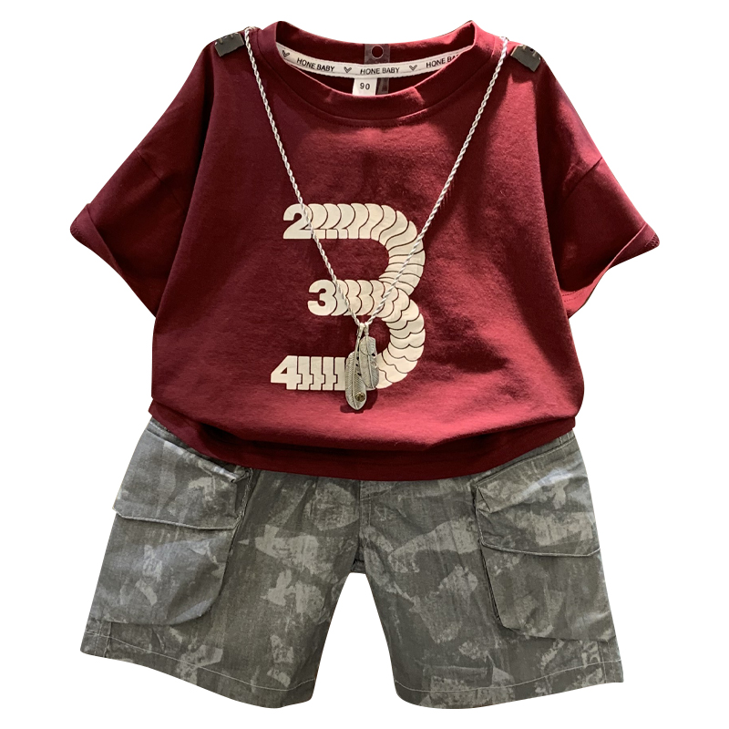 男童夏装套装2024新款1宝宝短袖t恤3小孩5岁儿童夏季时髦炸街衣服