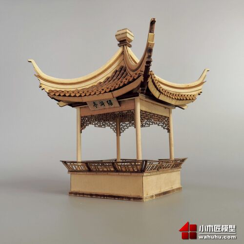 绿漪亭小木匠中式卯榫四角亭国风小屋木质结构古建筑拼装模型材料 - 图1