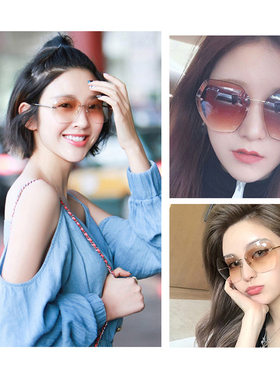 太阳镜女新款防紫外线眼镜女韩版潮复古原宿风网红切边眼睛墨镜