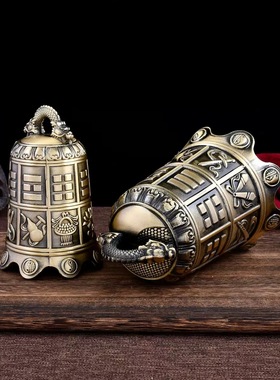 八宝钟铜铃铛八仙太极八卦道家黄铜钟居家门饰寺庙客厅办公室挂钟