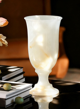 中式法式玉石花器花瓶摆件