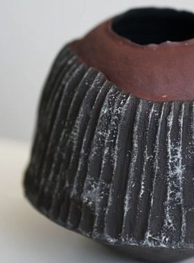 中古侘寂风陶瓷花器花瓶摆件售楼处样板间客厅桌面插花陈列柜装饰