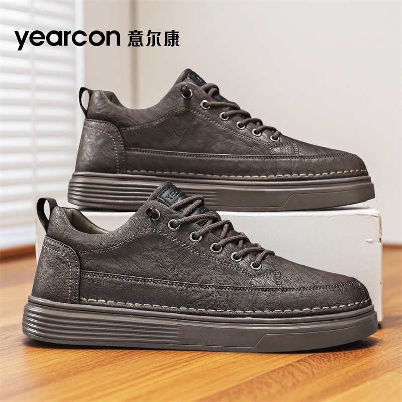意尔康板鞋男鞋2025新款秋冬季加绒棉鞋爆款潮流百搭男士休闲皮鞋 - 图1