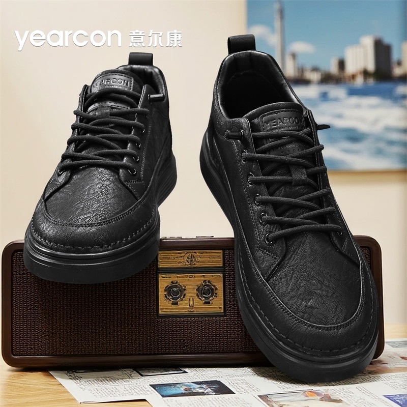 意尔康板鞋男鞋2025新款秋冬季加绒棉鞋爆款潮流百搭男士休闲皮鞋 - 图2