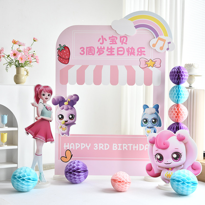 奇妙萌可系列生日布置宝石公主周岁女孩4岁气球派对装饰KT板定制,淘宝优惠券,粉丝福利购,淘宝优惠卷