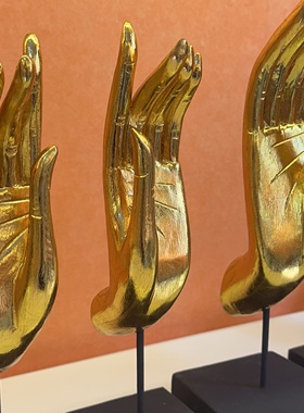 泰国工艺品木雕金箔佛手摆件电视酒柜玄关办公室桌面禅意开业礼品