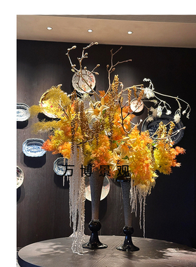 新中式酒店大堂售楼大厅玄关摆件