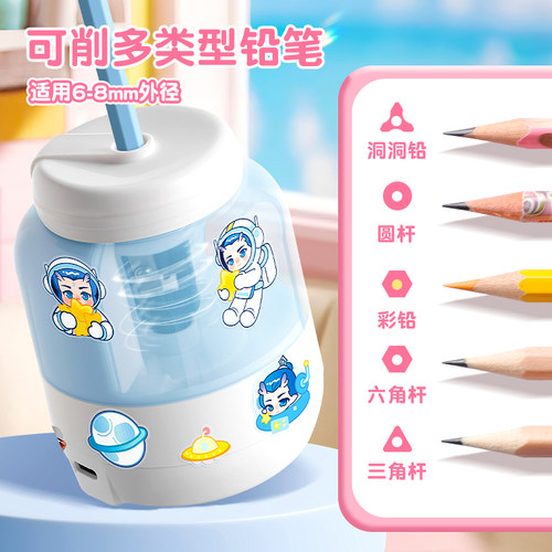自动削笔刀电动卷笔刀削笔器转笔刀小学生专用铅笔刀充电款高颜值幼儿园儿童男女孩刨笔机旋笔绞笔刀学习用品 - 图0