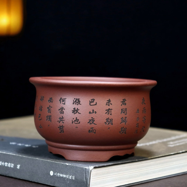 New high-quality purple sand flower pot small round succulent calamus cloud bamboo golden marble bonsai pot desktop green plant pot
