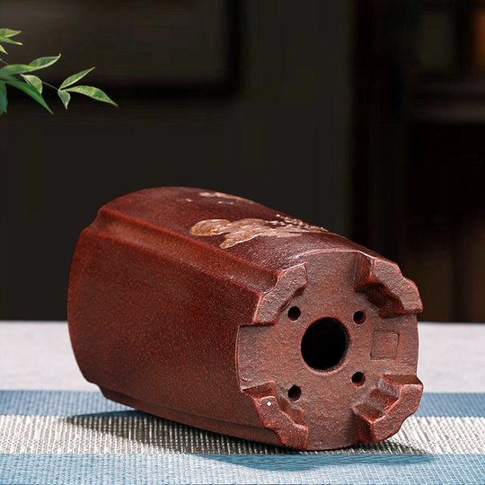 仿古铁画轩紫砂花盆多肉云竹小兰花专用盆景盆签筒陶瓷君子兰特价