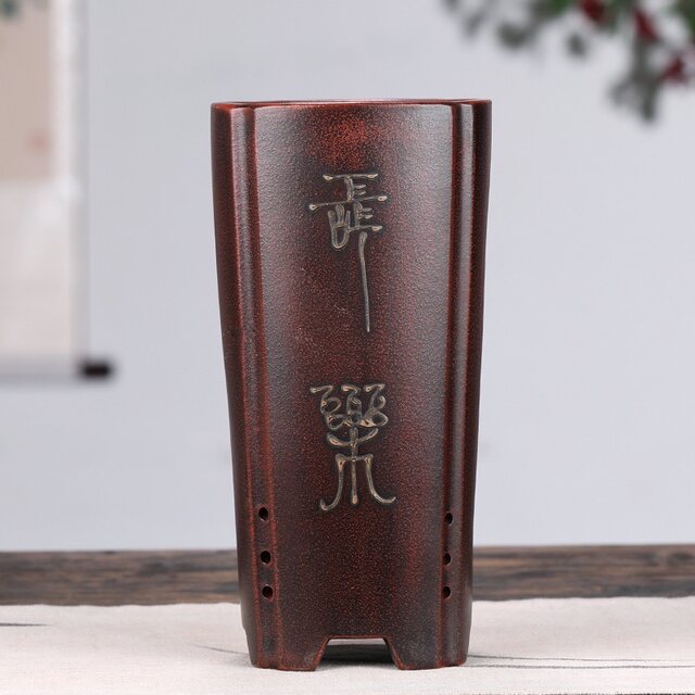 Tiehuaxuan purple sand flower bonsai pot small succulent flower pot old pile cliff sign tube flower pot purple sand flower pot