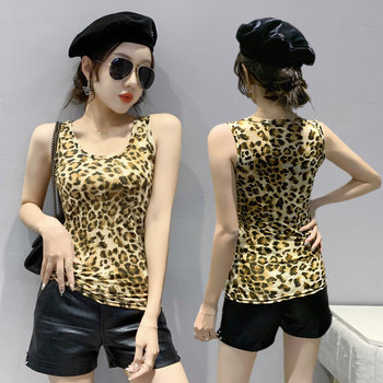 Leopard print camisole women's inner wear 2024 spring and summer new sexy slimming sleeveless bottoming outer top