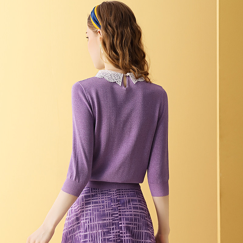 丹慕妮尔气质简约七分袖新款针织衫 丹慕妮尔毛针织衫