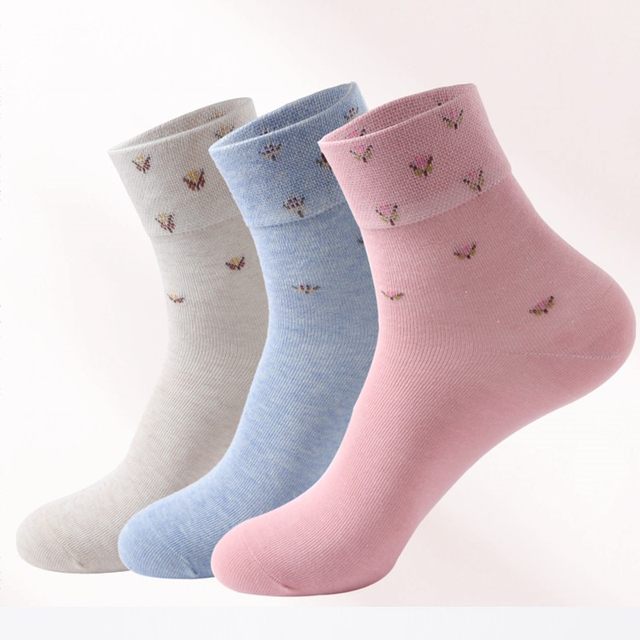 Langsha women's autumn and winter pure cotton mid-calf socks