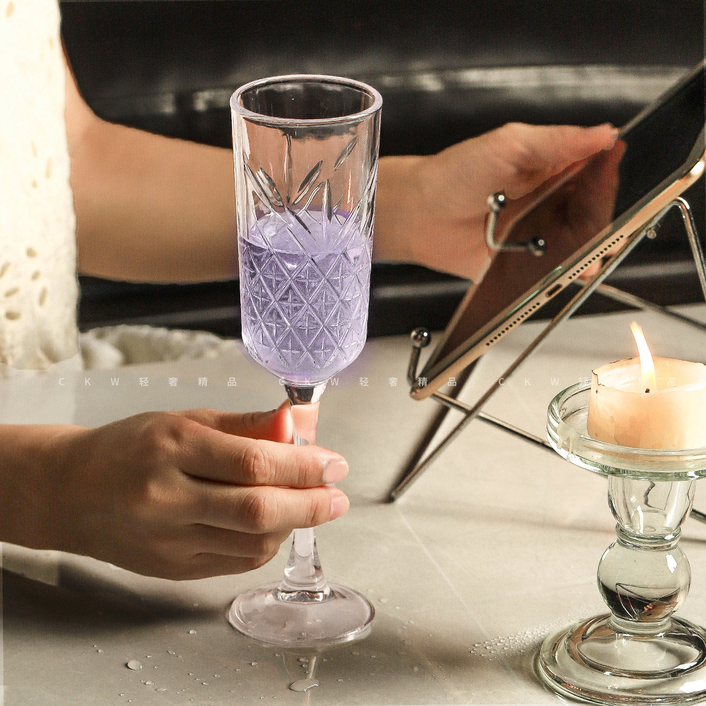 CKW 刻花香槟杯高颜值微醺甜酒气泡酒高脚杯家用白葡萄酒玻璃杯子,淘宝优惠券,粉丝福利购,淘宝优惠卷