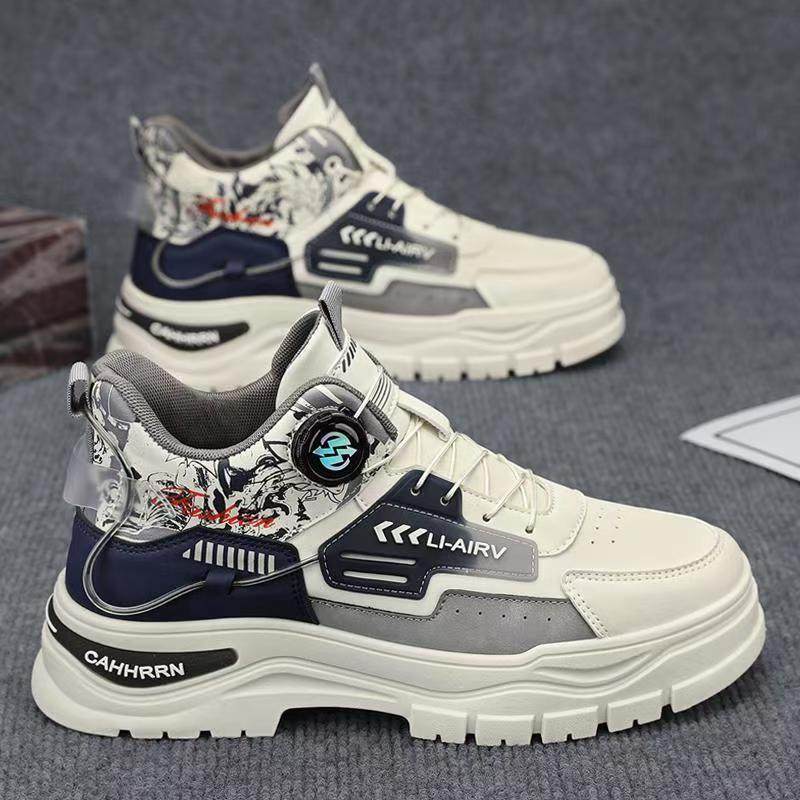 高帮男鞋秋季青少年运动防水耐磨防滑厚底休闲工装旋转纽扣马丁靴,淘宝优惠券,粉丝福利购,淘宝优惠卷