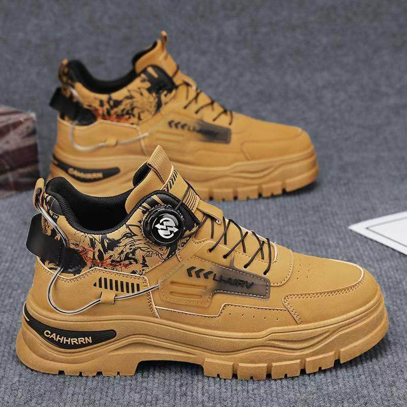 高帮男鞋秋季青少年运动防水耐磨防滑厚底休闲工装旋转纽扣马丁靴,淘宝优惠券,粉丝福利购,淘宝优惠卷