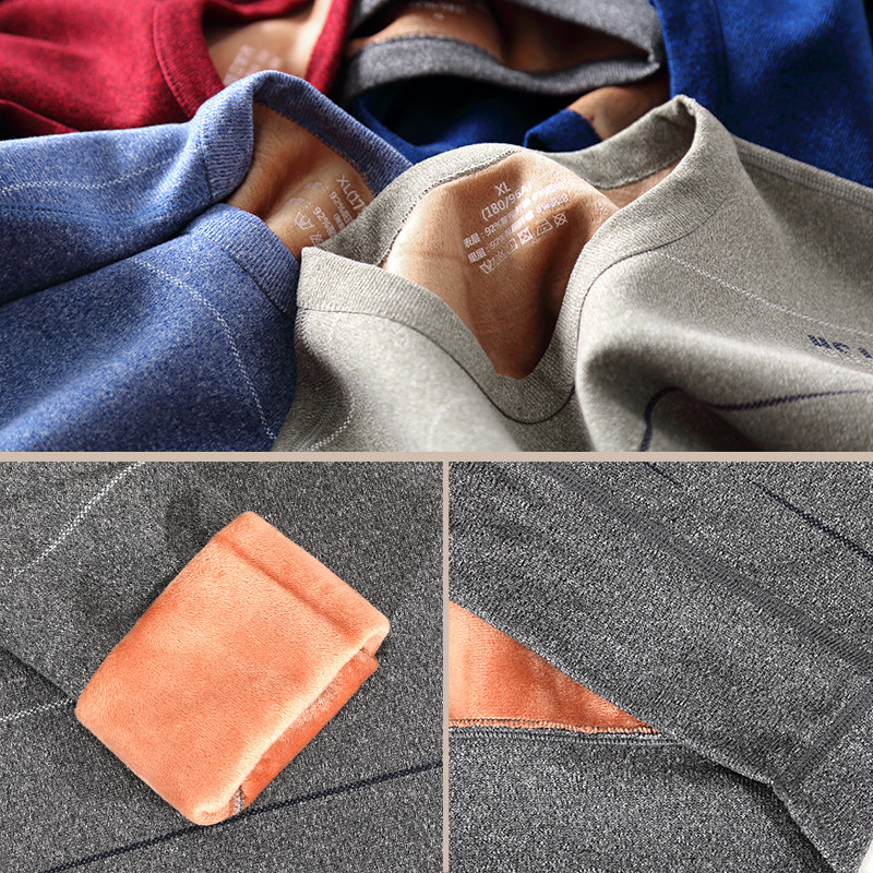 秋冬男士圆领加绒中年针织毛衫卫衣 乔治高尔夫保暖上装