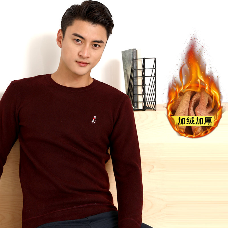 秋冬男士圆领加绒中年针织毛衫卫衣 乔治高尔夫保暖上装