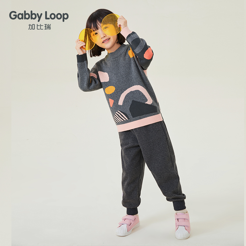 加比瑞女童毛衣秋冬款儿童冬款针织衫款秋季女孩全棉打底线衫厚款 - 图2