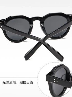 新品复古板材男女镜框大脸欧美高端质感圆形偏光防紫外线太阳镜