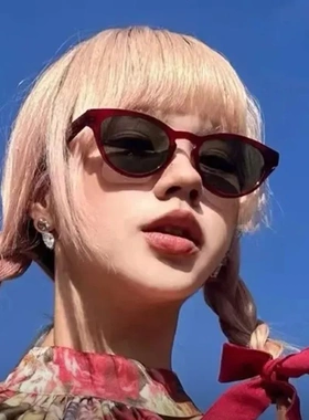 2025新款限定红框板材猫眼墨镜韩版复古女时髦防晒太阳镜KIN