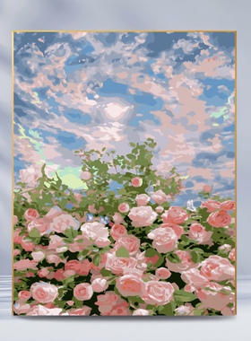 手绘花卉填色画数字油画