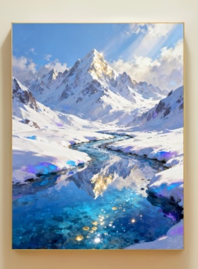 日照金山数字油画解压客厅挂画