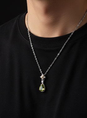 天然橄榄石S925纯银吊坠带证书