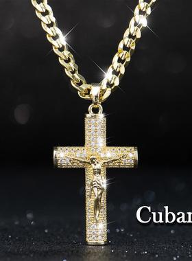 爆款镶钻大号十字架镀金嘻哈项链