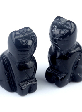 天然水晶玛瑙雕刻小猫咪摆件