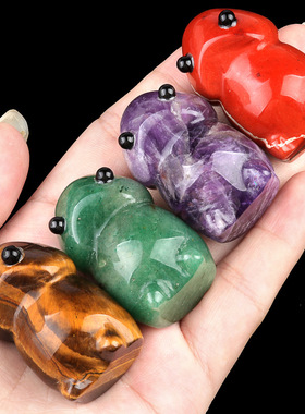 天然水晶半宝石头蘑菇小精灵摆件