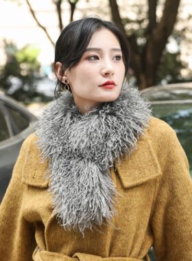 新款滩羊毛磁吸围巾女韩版时尚披肩轻奢百搭围脖毛绒气质毛领