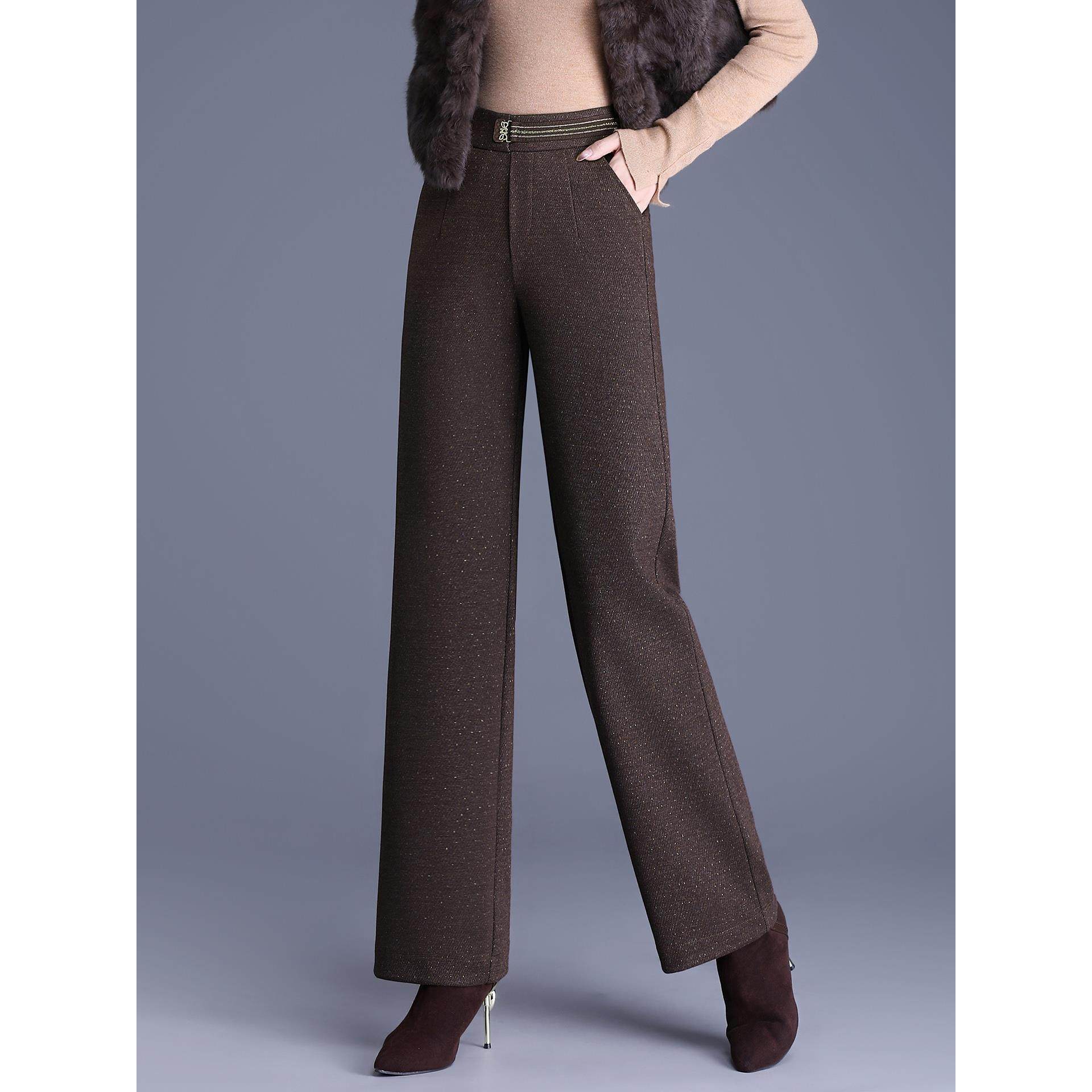 蚕丝棉裤女冬季外穿加厚保暖妈妈裤子宽松显瘦直筒毛呢窄版阔腿裤,淘宝优惠券,粉丝福利购,淘宝优惠卷