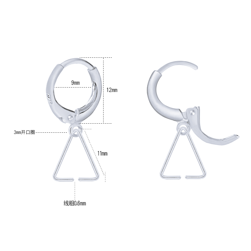 正品925纯银圆圈耳环三角环耳钩女简约耳饰耳坠防过敏银流行首饰-图2