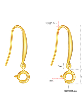 S925纯银小卜耳钩5mm弹簧粗扣