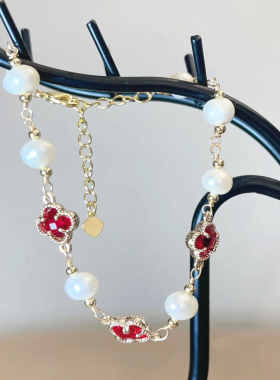 四叶草天然淡水珍珠手链女