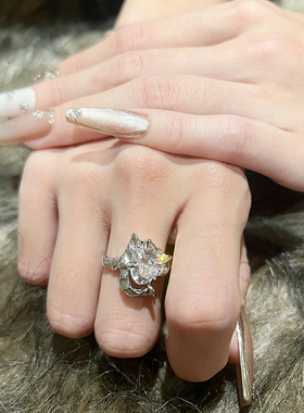 新款锆石爱心开口指环