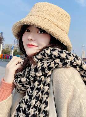 羊羔毛大头围渔夫帽女冬大码帽子